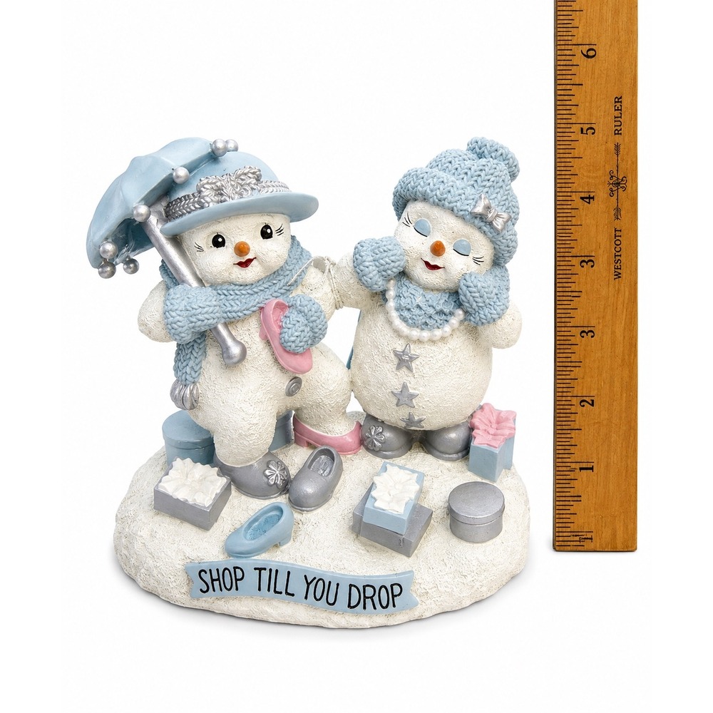 Snow Buddies Shop Till You Drop Figurine Snowman Christmas Decor Blue - Picture 2 of 5